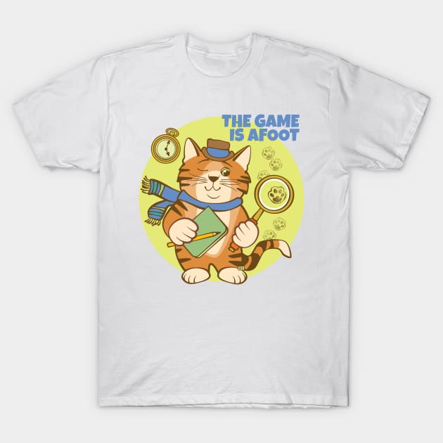 The Game is Afoot Detective Cat T-Shirt by Sue Cervenka